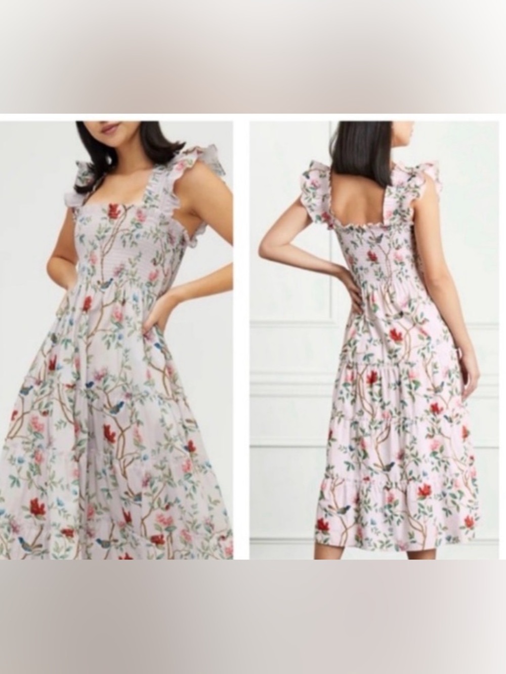 Hill House Home Louisa Dress Bird Print Floral Size Large